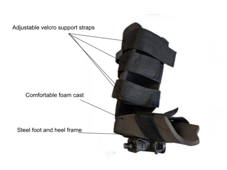 The Reviber Mini Bike Pro Leg Supports by Reviber come as a pair and are designed to support and stabilize the lower leg and foot with adjustable Velcro straps, comfortable foam padding, full leg coverage, and a sturdy steel frame.